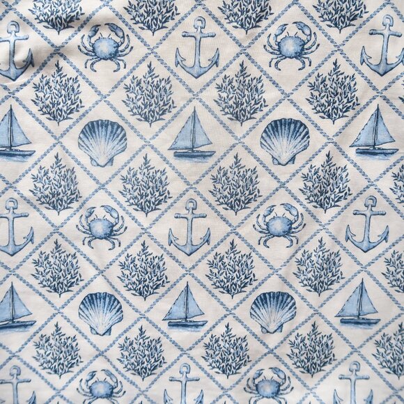 Kiel James Patrick Linen Cotton Nautical Print Shift Dress Blue White Size 12 - Picture 6 of 9